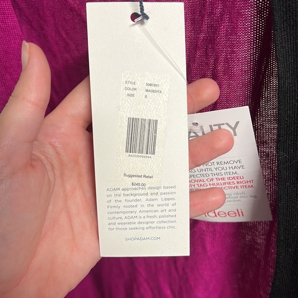 NWT Adam Lippes Long Sleeve Cardigan Sweater Pink Black Cashmere Bamboo Womens S - Picture 9 of 9